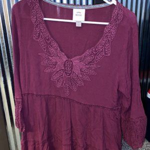 Maroon V-neck blouse